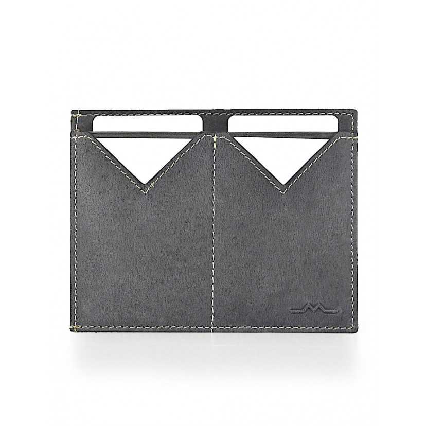 Men’s blue leather passport holder, open, with slots, front view, on a white background - MONPIEL