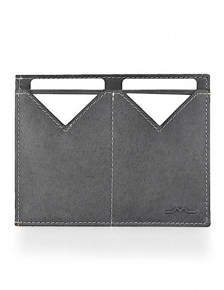 Porte-passeport pour homme en cuir bleu ouvert avec fentes, vue de face sur fond blanc - MONPIEL