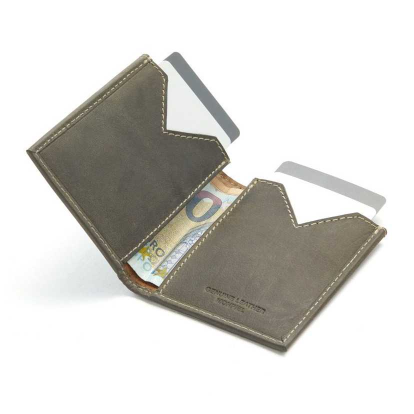 Small Slim Men's Wallet MONPIEL with green interior