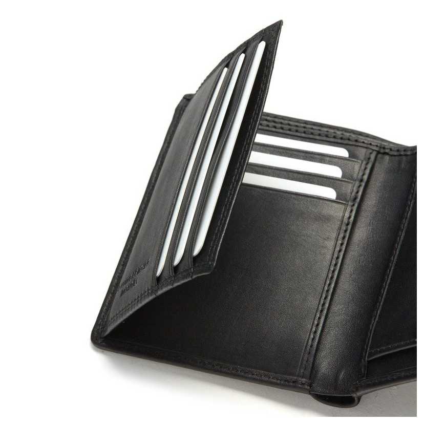 Premium quality Mountain Black Leather Wallet Side MONPIEL