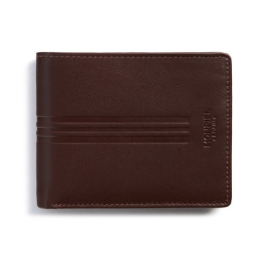 Brown leather American-style wallet, front view, on a white background - MONPIEL 2
