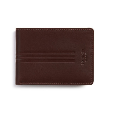 Cartera americana pequeña de piel en color negro con vista frontal sobre fondo blanco - MONPIEL 2