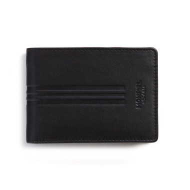 Petit portefeuille américain en cuir noir, vue de face sur fond blanc - MONPIEL 2