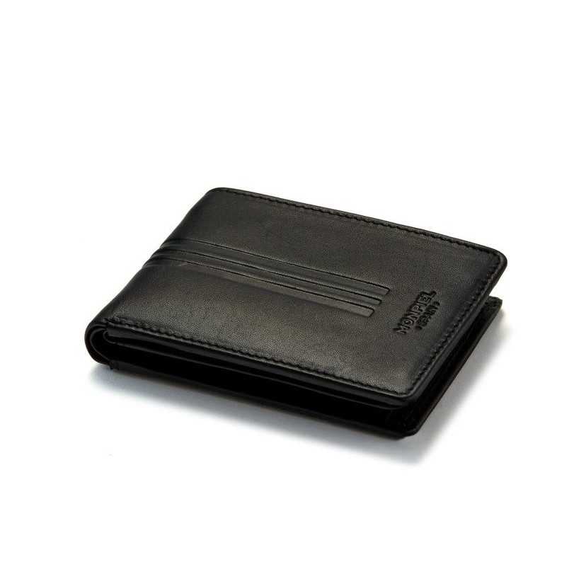 Small American Mountain Black Leather Wallet Perspective