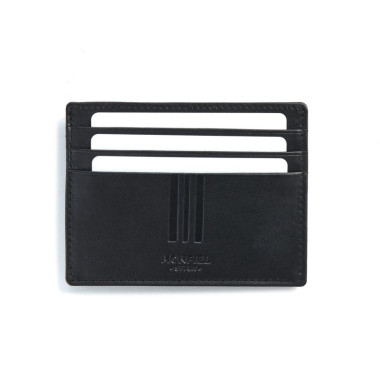 Brown leather cardholder with coin pocket, front view on white background - MONPIEL 2