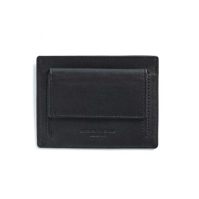 Mountain Black Leather Card Holder with Coin Purse Back