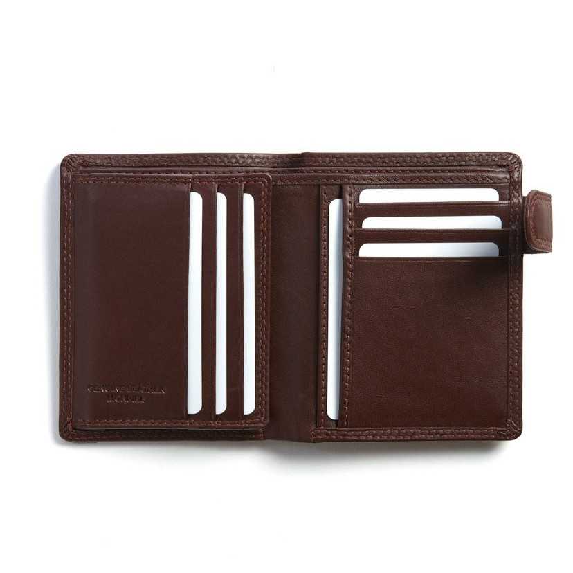 Leather wallet with exterior coin purse and Sky Brown Interior clasp
