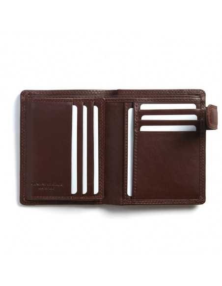 Portefeuille en cuir avec porte-monnaie extérieur et fermoir Sky Marron Intérieur - MONPIEL