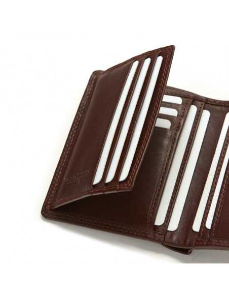 Cartera de piel con monedero exterior y broche Sky Marrón Lateral - MONPIEL