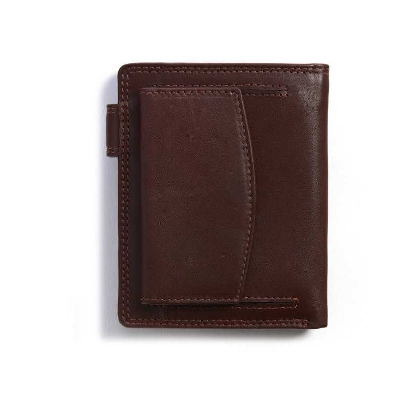 Leather wallet with exterior coin purse and Sky Brown clasp Back - MONPIEL