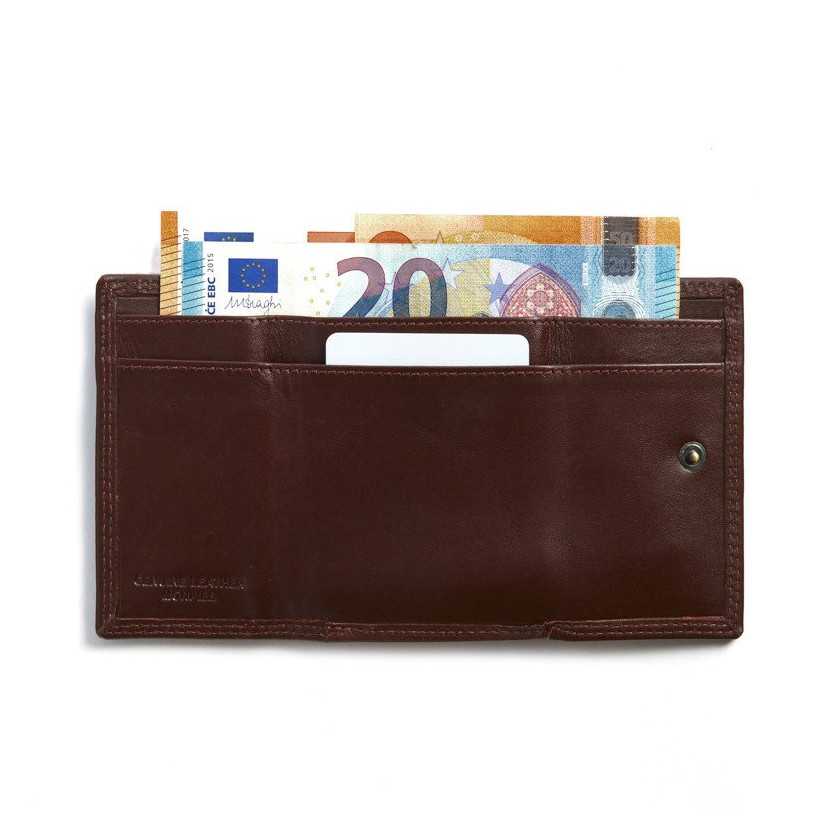 Petit portefeuille avec porte-monnaie en cuir Sky Marron Intérieur.
