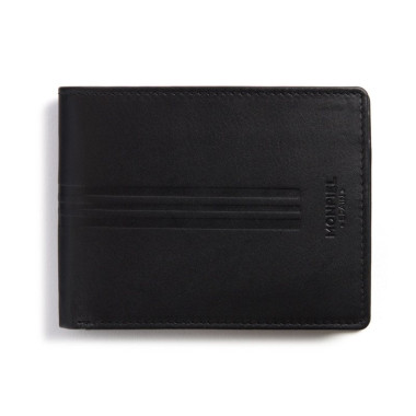 Cartera americana de piel en color marrón con vista frontal sobre fondo blanco - MONPIEL 2