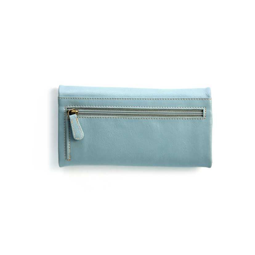Brieftasche Geldbeutel Klappe "L" Glatt Blau Rückseite.