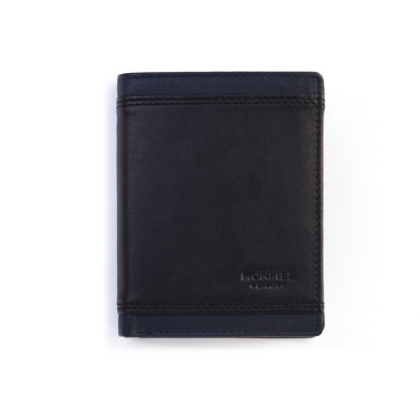 Brown leather wallet with coin pocket Lago, front view, on a white background - MONPIEL 2