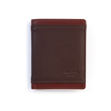 Basic black Lago leather billfold, front view on white background - MONPIEL 2