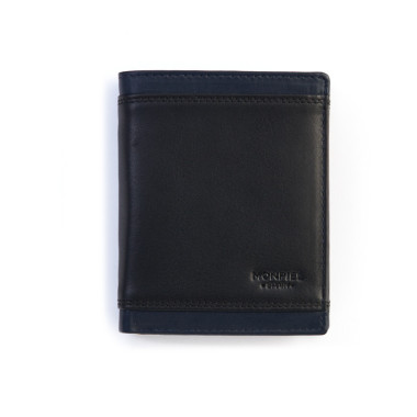 Black leather wallet Lago, front view, on a white background - MONPIEL 2