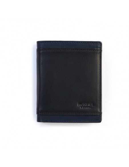 Basic black Lago leather billfold, front view on white background - MONPIEL