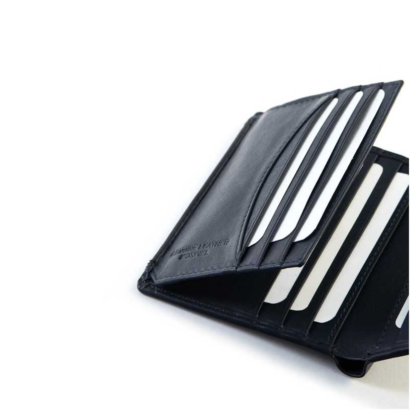 Basic black leather wallet for men.