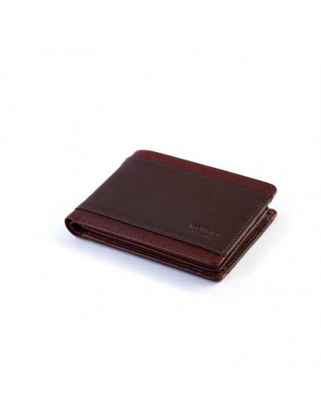 American leather wallet with coin pocket and cardholder in brown, perspective view, on a white background - MONPIEL American leather wallet with coin pocket and cardholder in brown, perspective view, on a white background - MONPIEL