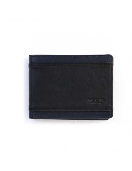 American leather wallet with coin pocket and cardholder in black, front view, on a white background - MONPIEL American leather wallet with coin pocket and cardholder in black, front view, on a white background - MONPIEL