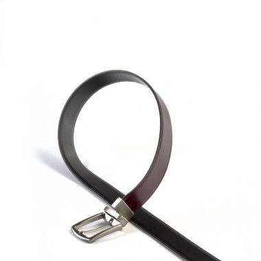 Black leather belt with black-leather tip and rectangular metal buckle - MONPIEL 2