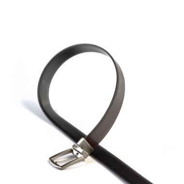 Black leather belt with black-leather tip and rectangular metal buckle - MONPIEL 2