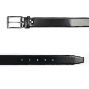 Ceinture en cuir grenat vue de dessus avec détail de la boucle en métal - MONPIEL 2
