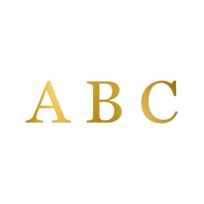 Custom initials to gold-emboss, three letters, on a white background - MONPIEL