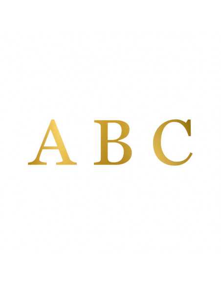 Customised initials to gold-emboss, three letters, on a white background - MONPIEL