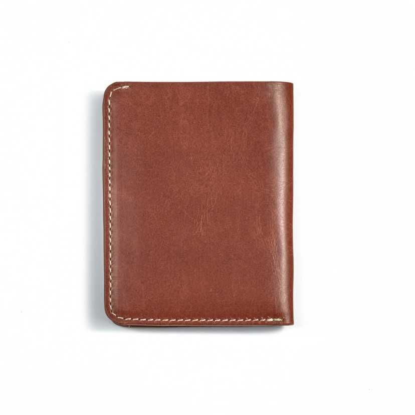Small men's leather wallet in Havana, rear view on a white background - MONPIEL