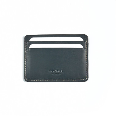 Mini Havana leather cardholder, front view, on white background - MONPIEL 2