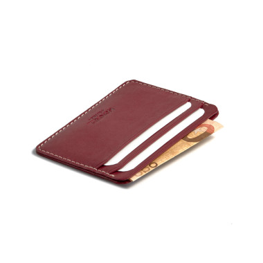 Mini Havana leather cardholder, front view, on white background - MONPIEL 2