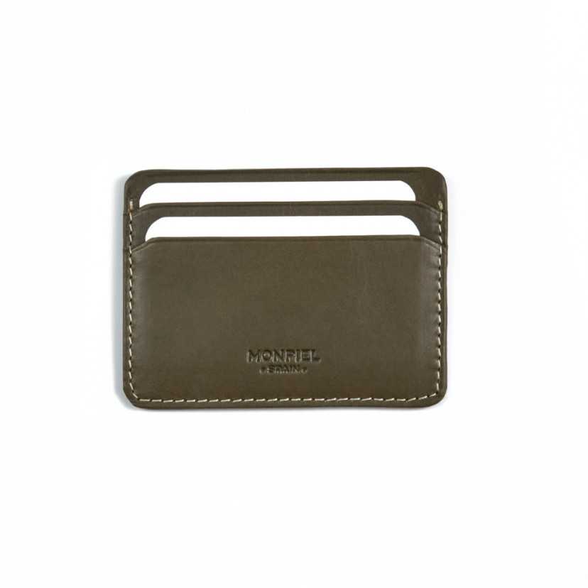 green leather card holder