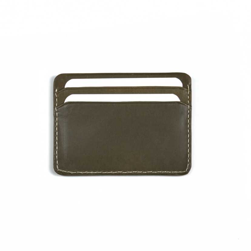 green leather card holder