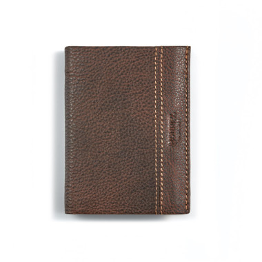 Portefeuille en cuir marron avec porte-monnaie intégré, vue de face sur fond blanc - MONPIEL 2