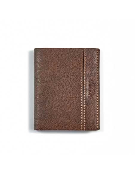 Porte-billets simple en cuir marron, vue de face sur fond blanc - MONPIEL Porte-billets simple en cuir marron, vue de face sur fond blanc - MONPIEL
