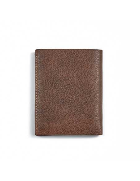Porte-billets simple en cuir marron, vue arrière sur fond blanc - MONPIEL Porte-billets simple en cuir marron, vue arrière sur fond blanc - MONPIEL