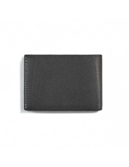 Americano pequeño con monedero de piel en color negro con vista trasera sobre fondo blanco - MONPIEL