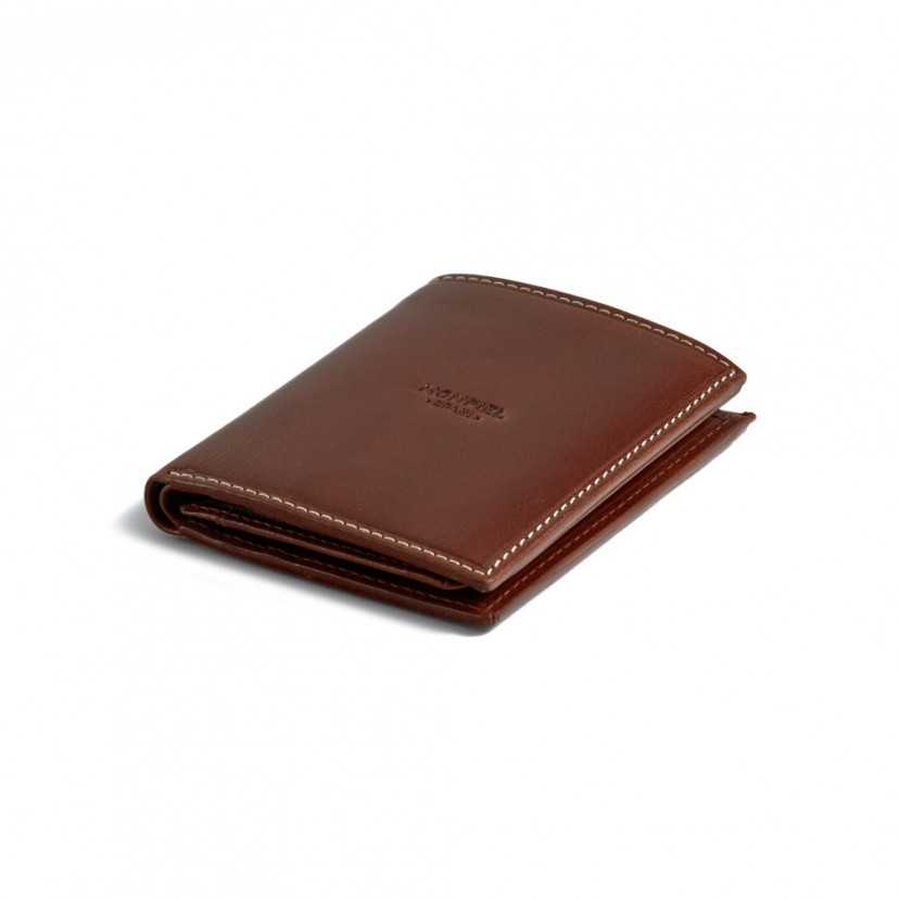 Simple wallet with central logo in tan, shown in perspective on a white background - MONPIEL