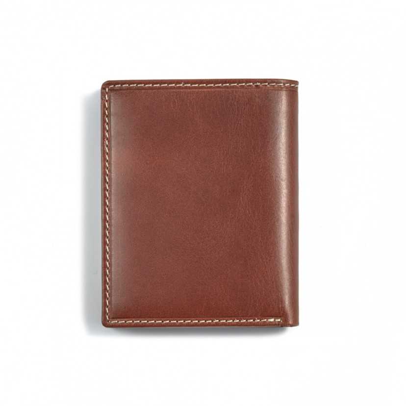 Simple wallet with central logo in tan, shown from the back on a white background - MONPIEL