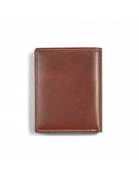 Simple wallet with central logo in tan, shown from the back on a white background - MONPIEL