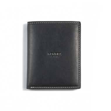 Simple wallet with central logo in black, shown from the front on a white background - MONPIEL