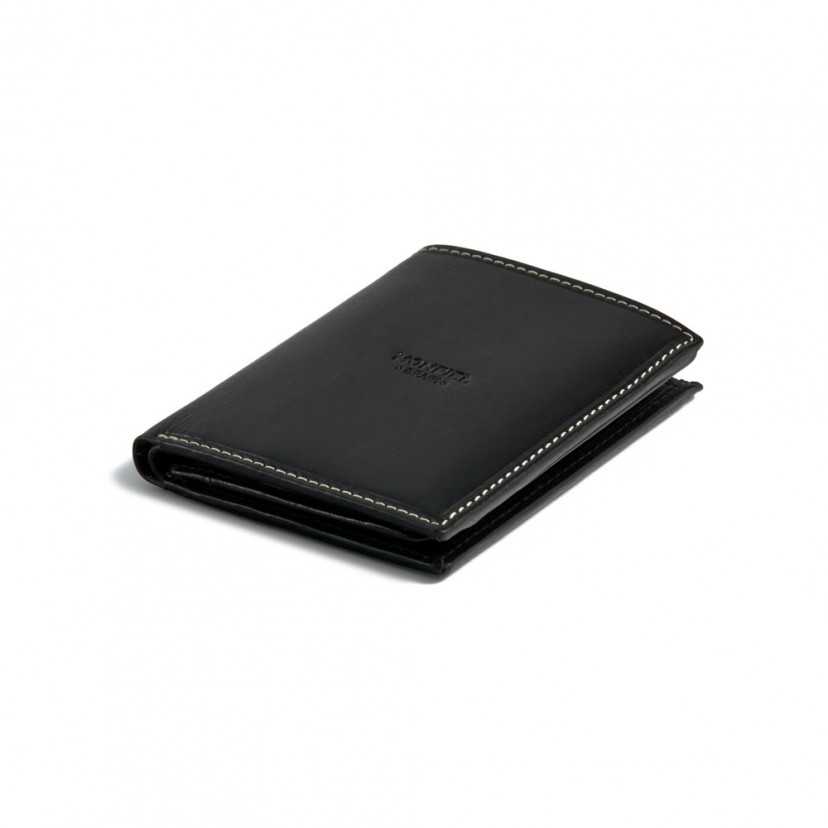 Simple wallet with central logo in black, shown in perspective on a white background - MONPIEL