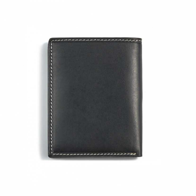 Simple wallet with central logo in black, shown from the back on a white background - MONPIEL