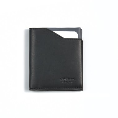 Burgundy leather pocket wallet, shown from the front on a white background - MONPIEL 2