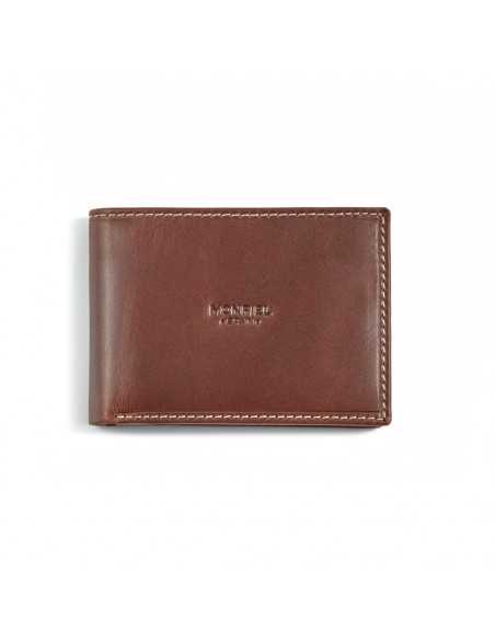 Small simple leather wallet in tan, shown from the front on a white background - MONPIEL Small simple leather wallet in tan, shown from the front on a white background - MONPIEL
