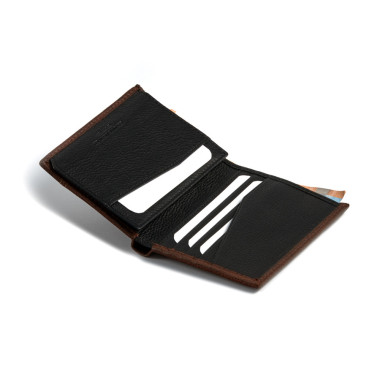 Simple brown leather billfold, front view on white background - MONPIEL 2