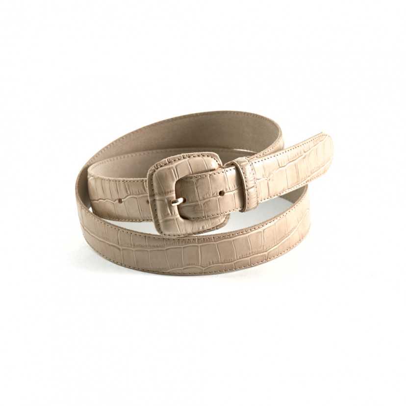 beige coco leather belt