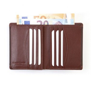 Portefeuille basique Lago en cuir noir, vue de face sur fond blanc - MONPIEL 2