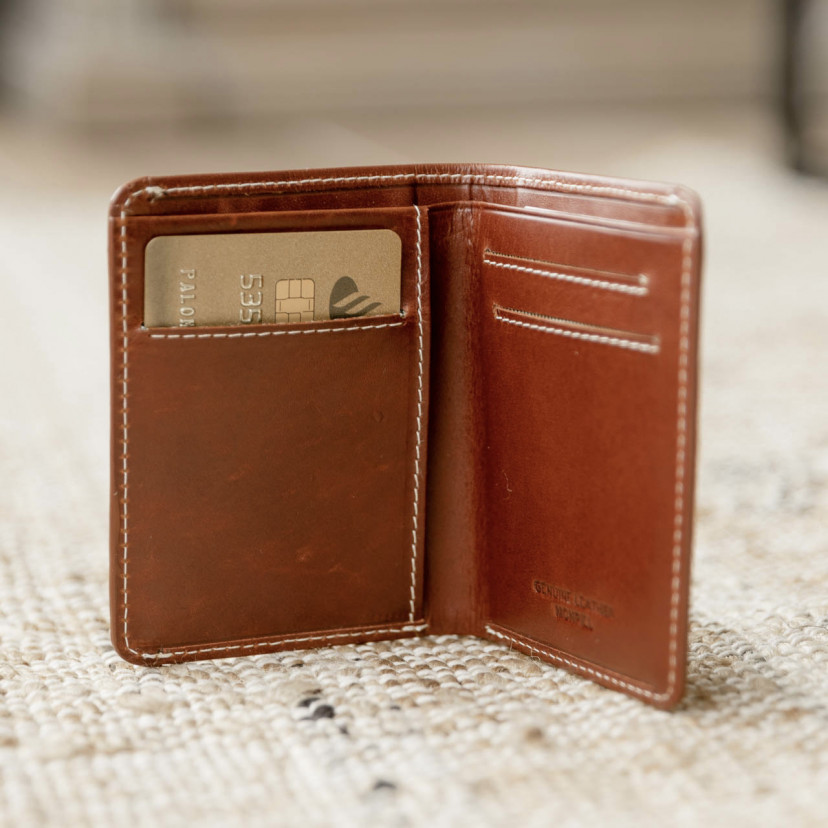 Leather small men's wallet Mini